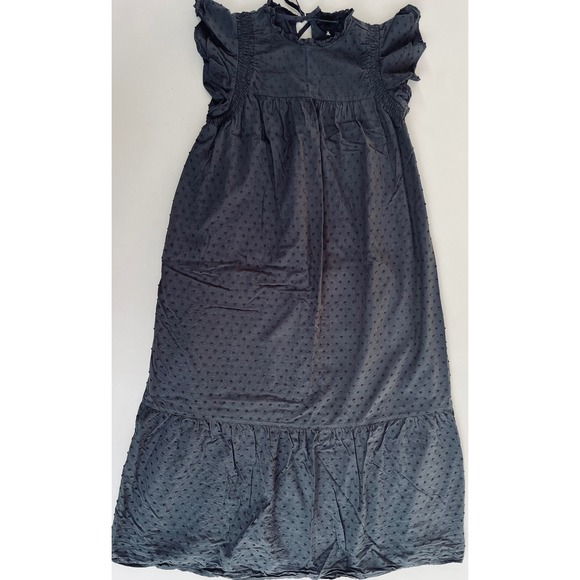 Who What Wear Dresses & Skirts - Boho Black Swiss Dot Maxi Ruffle Tiered Dress Sleeveless Cotton Festival